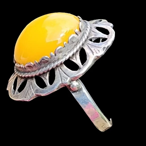 Sterling silver Native American Butterscotch, Amber ring size 7.5 hallma… - Picture 4 of 5